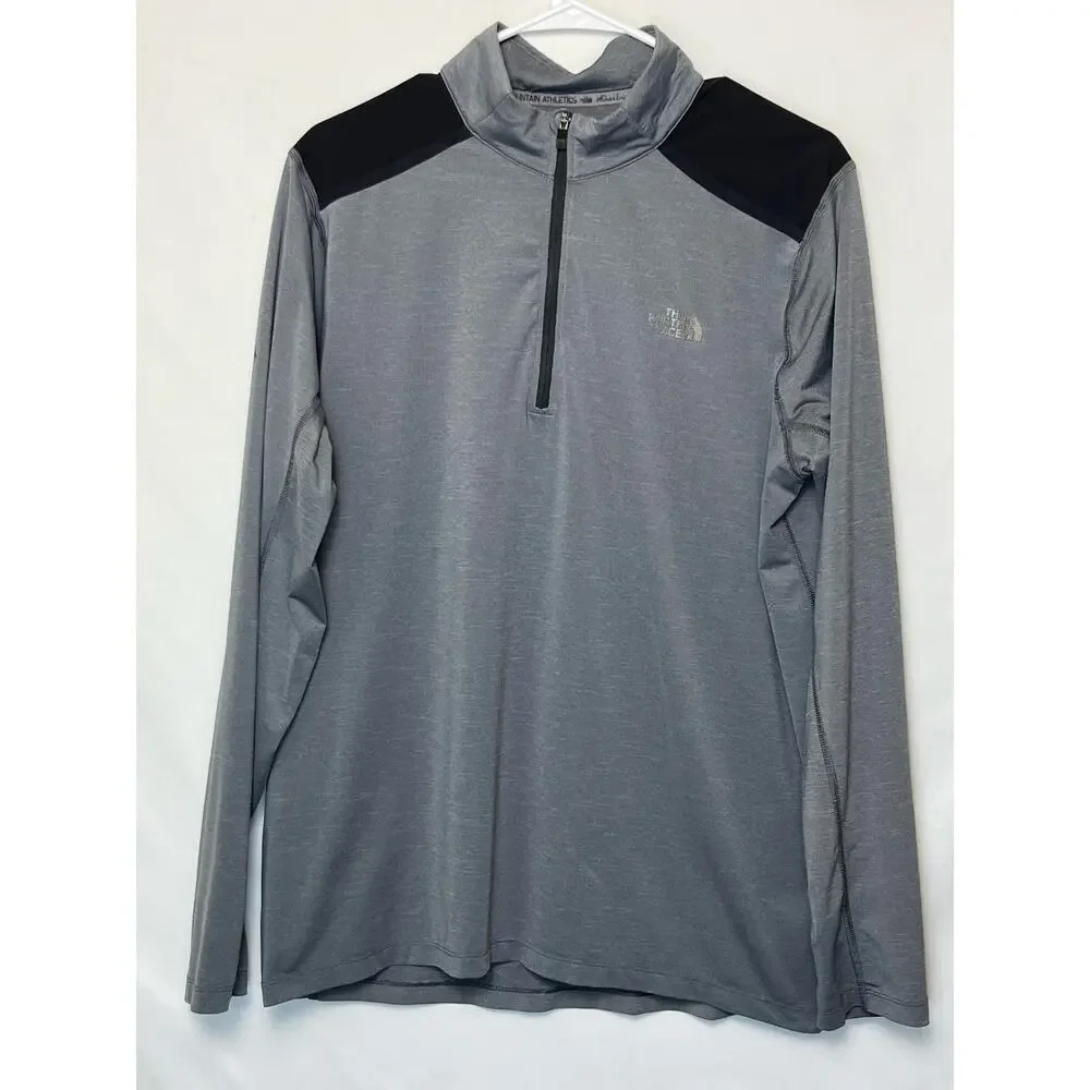 The North Face Men’s L Gray FlashDry 1/4 Zip Pullover – Lightweight Activewear